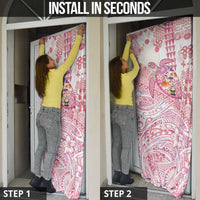 Hawaiian and Japanese Culture Together Door Cover Tropical Honu with Japanese Elements Pink Color