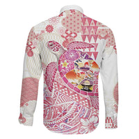 Hawaiian and Japanese Culture Together Family Matching Mermaid Dress and Hawaiian Shirt Tropical Honu with Japanese Elements Pink Color