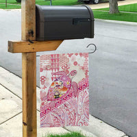 Hawaiian and Japanese Culture Together Garden Flag Tropical Honu with Japanese Elements Pink Color