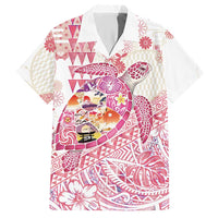 Hawaiian and Japanese Culture Together Hawaiian Shirt Tropical Honu with Japanese Elements Pink Color