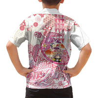 Hawaiian and Japanese Culture Together Hawaiian Shirt Tropical Honu with Japanese Elements Pink Color