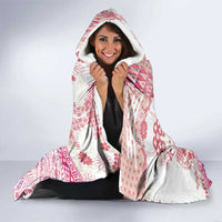Hawaiian and Japanese Culture Together Hooded Blanket Tropical Honu with Japanese Elements Pink Color