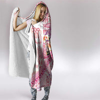 Hawaiian and Japanese Culture Together Hooded Blanket Tropical Honu with Japanese Elements Pink Color