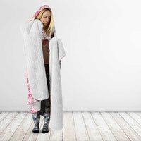 Hawaiian and Japanese Culture Together Hooded Blanket Tropical Honu with Japanese Elements Pink Color