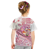 Hawaiian and Japanese Culture Together Kid T Shirt Tropical Honu with Japanese Elements Pink Color