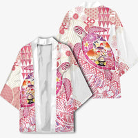 Hawaiian and Japanese Culture Together Kimono Tropical Honu with Japanese Elements Pink Color