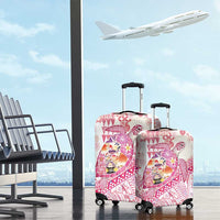 Hawaiian and Japanese Culture Together Luggage Cover Tropical Honu with Japanese Elements Pink Color