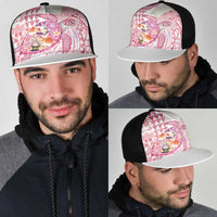 Hawaiian and Japanese Culture Together Mesh Trucker Cap Tropical Honu with Japanese Elements Pink Color