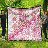 Hawaiian and Japanese Culture Together Quilt Tropical Honu with Japanese Elements Pink Color LT03 - Polynesian Pride