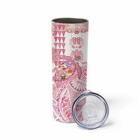 Hawaiian and Japanese Culture Together Skinny Tumbler Tropical Honu with Japanese Elements Pink Color