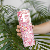 Hawaiian and Japanese Culture Together Skinny Tumbler Tropical Honu with Japanese Elements Pink Color
