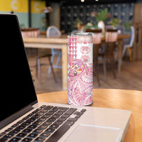 Hawaiian and Japanese Culture Together Skinny Tumbler Tropical Honu with Japanese Elements Pink Color