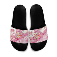 Hawaiian and Japanese Culture Together Slide Sandals Tropical Honu with Japanese Elements Pink Color