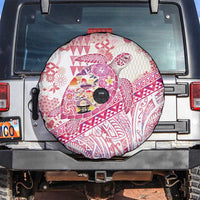 Hawaiian and Japanese Culture Together Spare Tire Cover Tropical Honu with Japanese Elements Pink Color