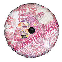 Hawaiian and Japanese Culture Together Spare Tire Cover Tropical Honu with Japanese Elements Pink Color