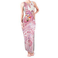 Hawaiian and Japanese Culture Together Tank Maxi Dress Tropical Honu with Japanese Elements Pink Color