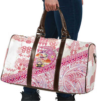 Hawaiian and Japanese Culture Together Travel Bag Tropical Honu with Japanese Elements Pink Color