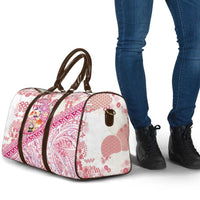 Hawaiian and Japanese Culture Together Travel Bag Tropical Honu with Japanese Elements Pink Color