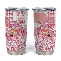 Hawaiian and Japanese Culture Together Tumbler Cup Tropical Honu with Japanese Elements Pink Color
