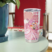 Hawaiian and Japanese Culture Together Tumbler Cup Tropical Honu with Japanese Elements Pink Color