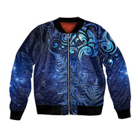 New Zealand Matariki Bomber Jacket Maori Pattern and Silver Fern LT03 Unisex Blue - Polynesian Pride
