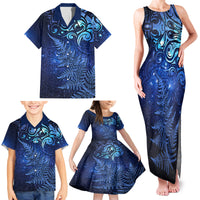New Zealand Matariki Family Matching Tank Maxi Dress and Hawaiian Shirt Maori Pattern and Silver Fern LT03 - Polynesian Pride