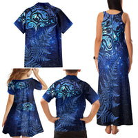 New Zealand Matariki Family Matching Tank Maxi Dress and Hawaiian Shirt Maori Pattern and Silver Fern LT03 - Polynesian Pride