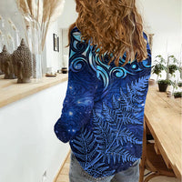 New Zealand Matariki Women Casual Shirt Maori Pattern and Silver Fern LT03 - Polynesian Pride