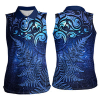 New Zealand Matariki Women Sleeveless Polo Shirt Maori Pattern and Silver Fern LT03 - Polynesian Pride