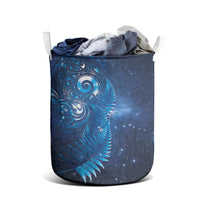 Aotearoa New Zealand New Year Laundry Basket Tribal Koru Tattoo Blue Galaxy Maori Silver Fern LT03 - Polynesian Pride