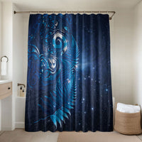 Aotearoa New Zealand New Year Bathroom Set Tribal Koru Tattoo Blue Galaxy Maori Silver Fern LT03 Shower Curtain Only Blue - Polynesian Pride