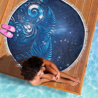 Aotearoa New Zealand New Year Beach Blanket Tribal Koru Tattoo Blue Galaxy Maori Silver Fern LT03 - Polynesian Pride