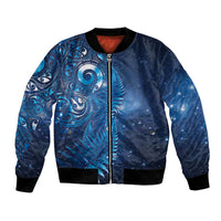Aotearoa New Zealand New Year Bomber Jacket Tribal Koru Tattoo Blue Galaxy Maori Silver Fern LT03 Unisex Blue - Polynesian Pride