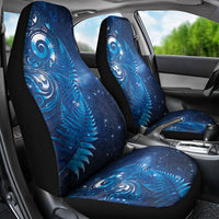 Aotearoa New Zealand New Year Car Seat Cover Tribal Koru Tattoo Blue Galaxy Maori Silver Fern