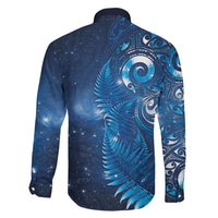 Aotearoa New Zealand New Year Family Matching Summer Maxi Dress and Hawaiian Shirt Tribal Koru Tattoo Blue Galaxy Maori Silver Fern LT03 - Polynesian Pride