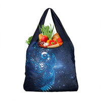 Aotearoa New Zealand New Year Grocery Bag Tribal Koru Tattoo Blue Galaxy Maori Silver Fern