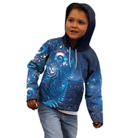 Aotearoa New Zealand New Year Kid Hoodie Tribal Koru Tattoo Blue Galaxy Maori Silver Fern LT03 - Polynesian Pride