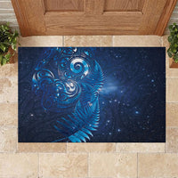 Aotearoa New Zealand New Year Rubber Doormat Tribal Koru Tattoo Blue Galaxy Maori Silver Fern LT03 Blue - Polynesian Pride