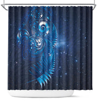 Aotearoa New Zealand New Year Shower Curtain Tribal Koru Tattoo Blue Galaxy Maori Silver Fern