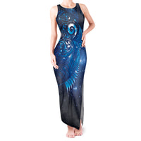 Aotearoa New Zealand New Year Tank Maxi Dress Tribal Koru Tattoo Blue Galaxy Maori Silver Fern LT03 Women Blue - Polynesian Pride
