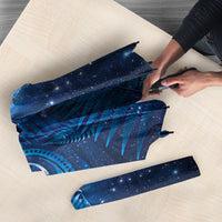 Aotearoa New Zealand New Year Umbrella Tribal Koru Tattoo Blue Galaxy Maori Silver Fern LT03 - Polynesian Pride