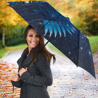 Aotearoa New Zealand New Year Umbrella Tribal Koru Tattoo Blue Galaxy Maori Silver Fern LT03 - Polynesian Pride