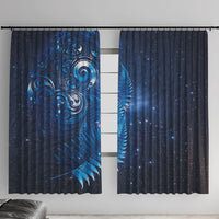Aotearoa New Zealand New Year Window Curtain Tribal Koru Tattoo Blue Galaxy Maori Silver Fern LT03 With Hooks Blue - Polynesian Pride