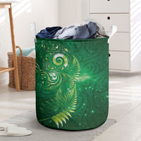 Aotearoa New Zealand New Year Laundry Basket Tribal Koru Tattoo Green Galaxy Maori Silver Fern LT03 Green - Polynesian Pride