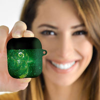 Aotearoa New Zealand New Year AirPods Case Tribal Koru Tattoo Green Galaxy Maori Silver Fern
