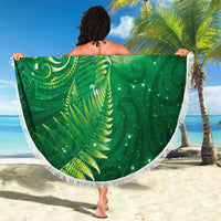Aotearoa New Zealand New Year Beach Blanket Tribal Koru Tattoo Green Galaxy Maori Silver Fern LT03 - Polynesian Pride