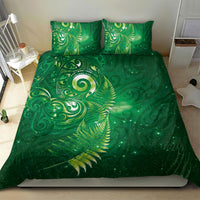 Aotearoa New Zealand New Year Bedding Set Tribal Koru Tattoo Green Galaxy Maori Silver Fern LT03 - Polynesian Pride