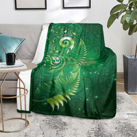 Aotearoa New Zealand New Year Blanket Tribal Koru Tattoo Green Galaxy Maori Silver Fern LT03 - Polynesian Pride