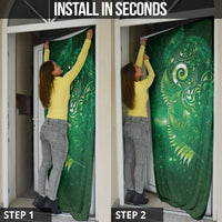 Aotearoa New Zealand New Year Door Cover Tribal Koru Tattoo Green Galaxy Maori Silver Fern LT03 - Polynesian Pride