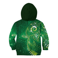 Aotearoa New Zealand New Year Kid Hoodie Tribal Koru Tattoo Green Galaxy Maori Silver Fern LT03 - Polynesian Pride